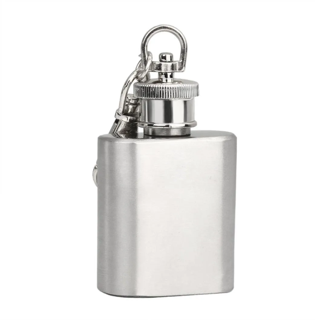 Fort Durable Portable 1 oz Mini flacon de hanche en acier inoxydable flacon de vin d'alcool avec flacon porte-clés de haute qualité