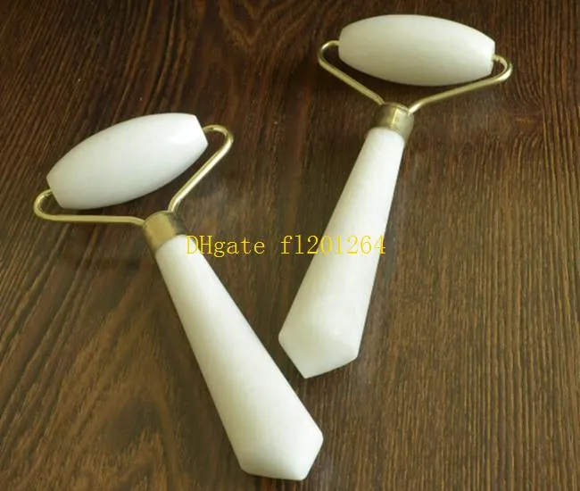 Gratis Verzending Groothandel Facial Relaxation Afslanken Tool Wit Natuurlijke Jade Roller Massager voor Gezicht Jade Massage Stone