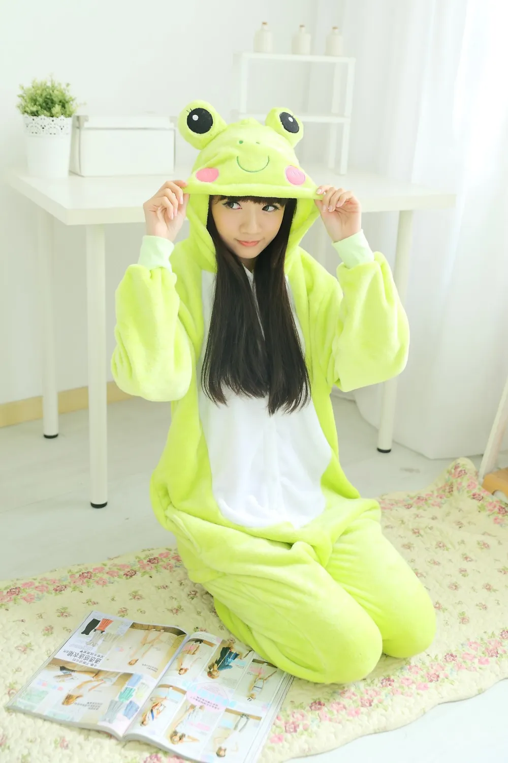 Unisex Men Women Lady Kleding Volwassen Pyjamas Cosplay Kostuum Animal Onesie Sleepwear Cartoon Dieren Cosplay Cute Frog Sleepsuit 2146517