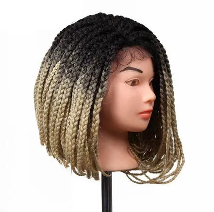 14 Polegada caixa trança peruca de crochê peruca dianteira do laço sintético bob penteado trançado perucas do laço com cabelo bady para mulher usa5667204