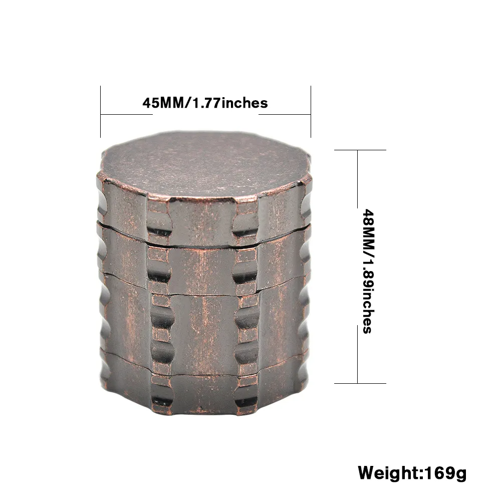 HONEYPUFF 4 DEEL Diameter 45mm Zware Zinklegering Kruid Grinder Gear Spice Tabakmolen Roken Crusher Hand Muller