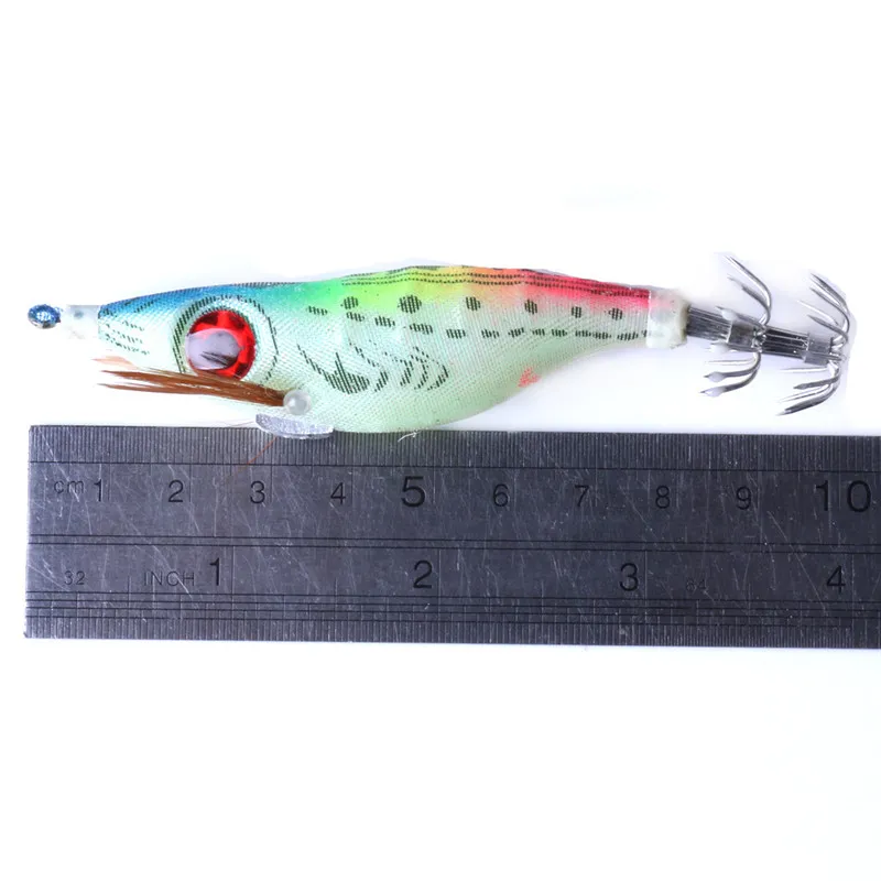 NUOVO gambero dipinto colorato realistico esca calamari artificiali 10 cm 8,5 g pesca d'acqua dolce occhi grandi polpo richiamo gancio la pesca notturna