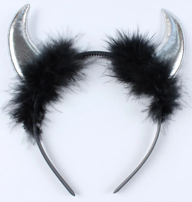 Julhår Hoop Plush Ox Horn Devil pannband Halloween Cosplay Party Props Head Wear Dance Ball Concert Fans Favors3319034