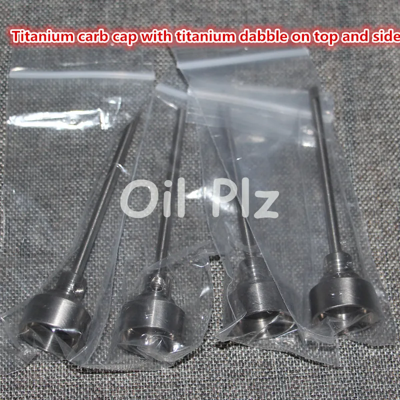 Handverktyg 1 Hole Ti Carb Cap med platt tips Dabber 14 18mm Titancials Dabbers Dombess Titanium Nails