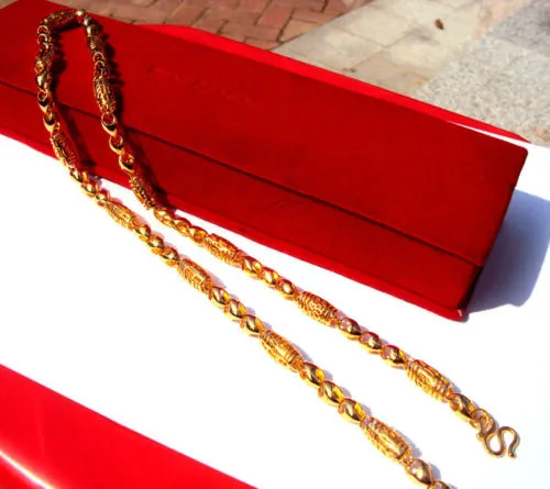 Herrenkette aus 14-karätigem Gold, GF, 59,9 cm, feine Halskette, kreisförmige Säule, chinesischer Stil, beliebt