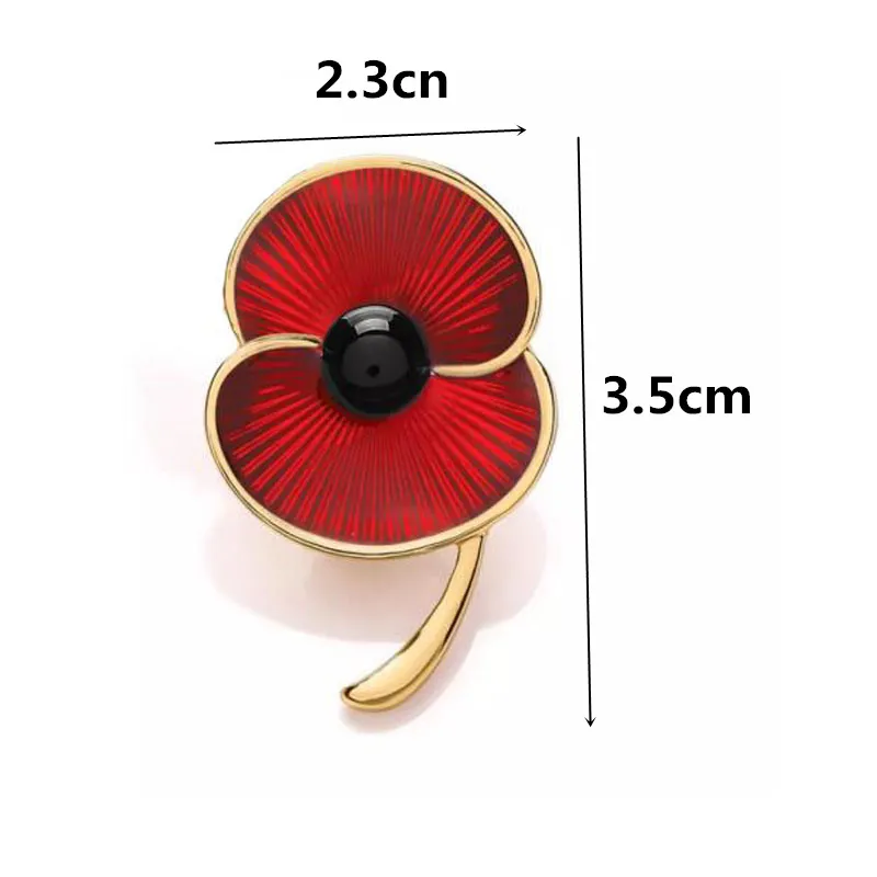 Luxury Red Enamel Poppy Flower Brooch For UK Remembrance Day Very Popular And Fashion Poppy Flower Pins Brooches High Quality!!