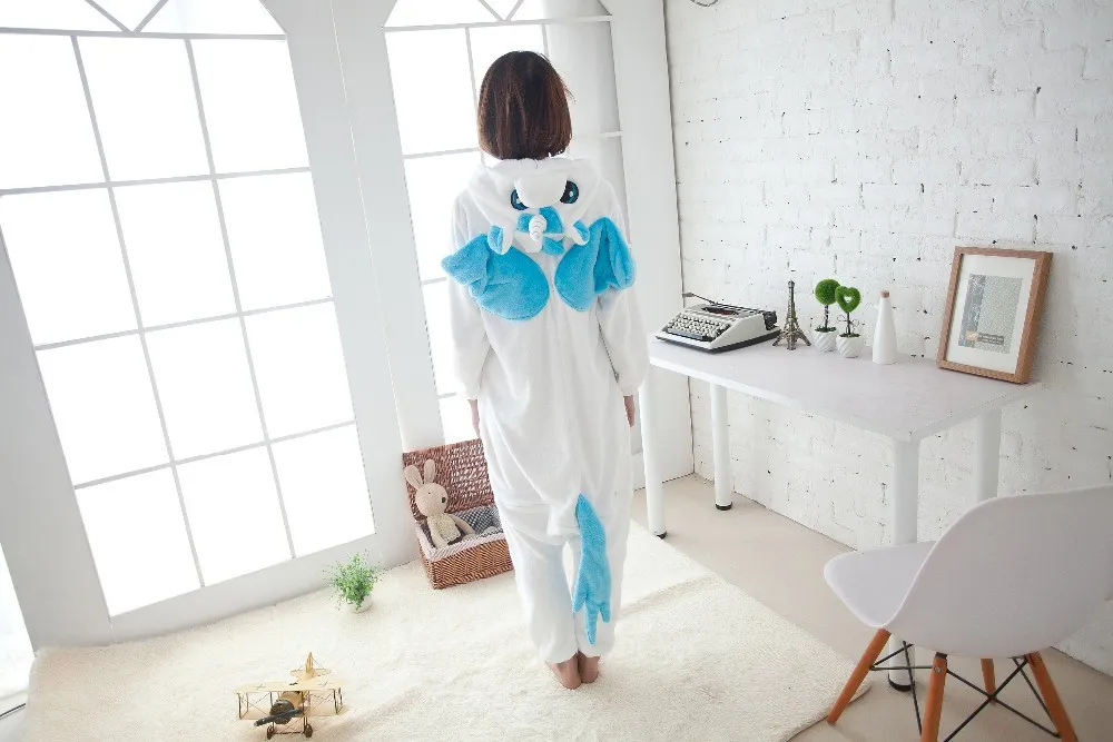 Inverno Kawaii Anime Felpa con cappuccio Pigiama Cosplay Cavallo Adulto Tutina Natale BLU Unicorno Pigiama Costume Blue Unicorn Tutina tuta Sleepwear