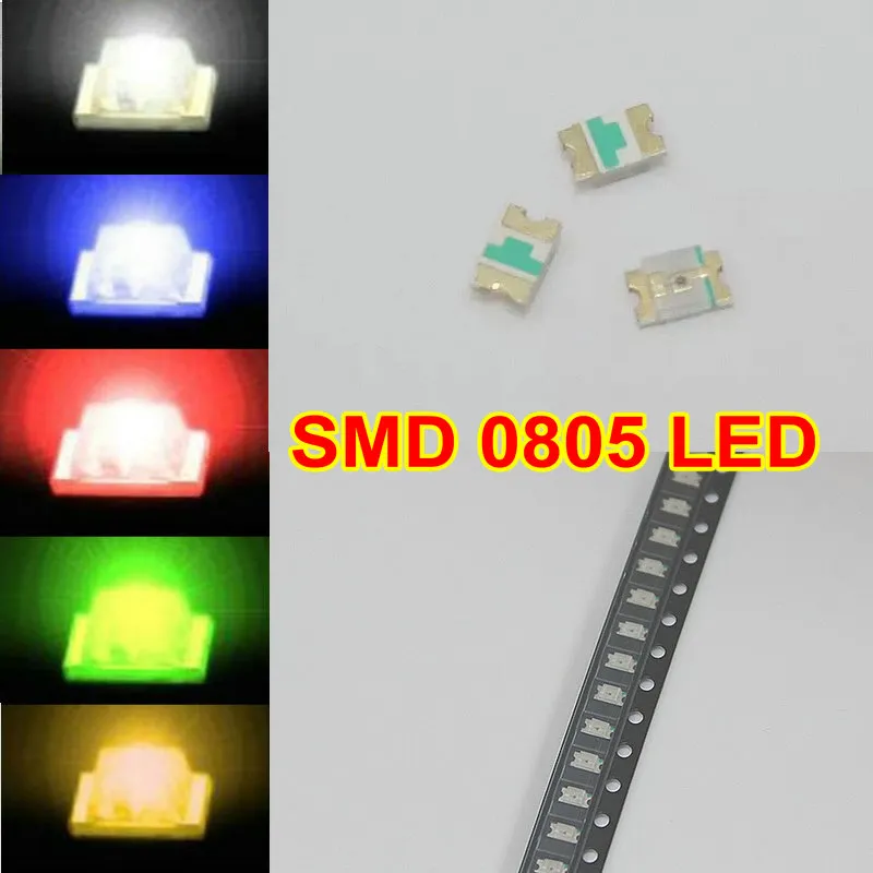 5valuesx200pcs = 1000pcs SMD 0805 화이트 레드 블루 그린 노란색 LED 램프 다이오드 울트라 밝게