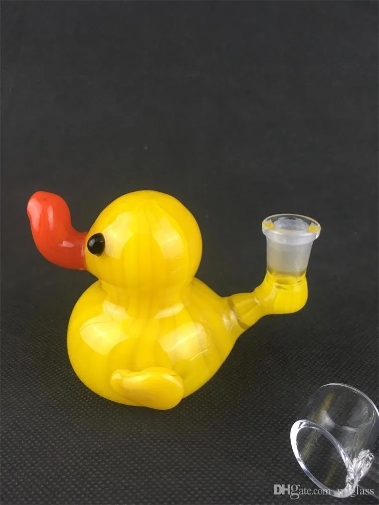 Ensemble de fumer pipe, mini narguilé en verre de plate-forme pétrolière de canard jaune, connecteur bong 14mm, sortie d'usine