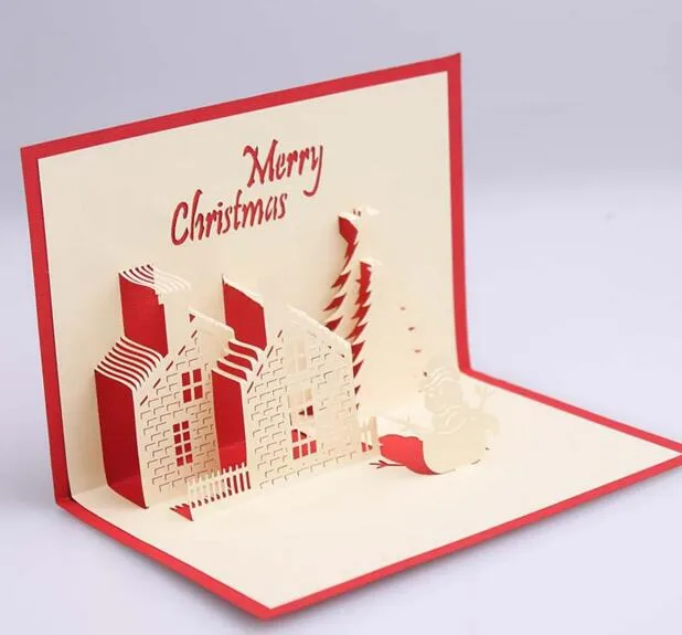 10 adet Ev Ağacı El Yapımı Kirigami Origami 3D Pop UP Tebrik Kartları Davetiye Kartpostal Doğum Günü Noel Partisi Hediye Için