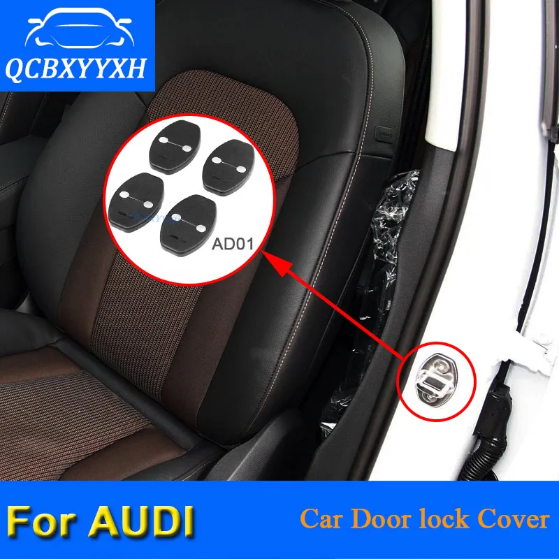 qcbxyyxh 4 قطعة / الوحدة ABS باب السيارة قفل أغطية واقية لأودي A6 2004-2011 A4 Q3 Q5 Q7 A3 A3 A5 A7 A8 2018 2018 سيارة التصميم