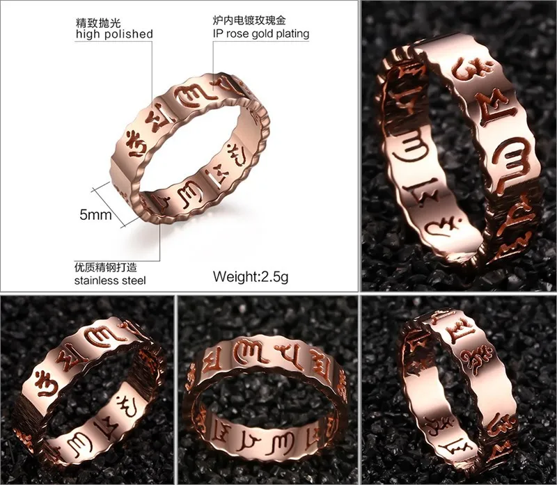 316L roestvrij staal IP vergulde hoge gepolijste vrouwen ring mode-sieraden ringen geloof accessoires zilver rose goud maat 6-10