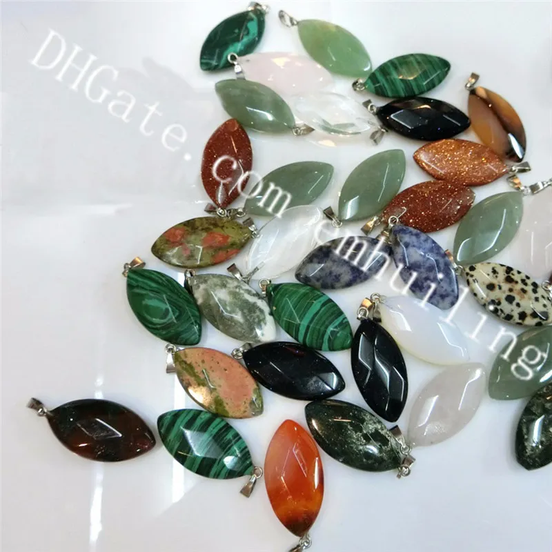 15 * 30mm Oval Lapidado Gemstone Pingente Misturado Aleatória Natural Pedra De Cristal De Quartzo Ponto de Cura Chakra Pingente Encantos Soltos para Fazer Jóias