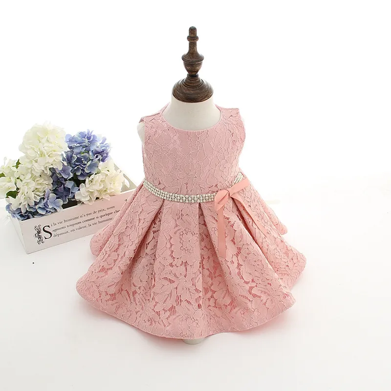 Newest Infant Baby Girl Birthday Party Dresses Baptism Christening Easter Gown Toddler Princess Lace Flower Dress for 0-2 Years