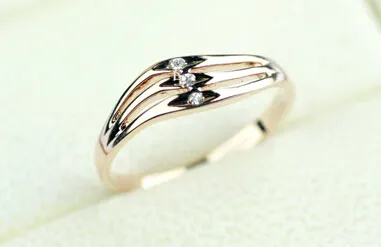 Rhinestones Wave Ring For Women Rose Gold Color Silver Color Korean Style Lovely Girl Gift Party Fashion Design