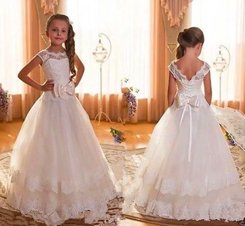 New Elegant Flower Girl 3-Hoop A-Line Crinoline Jupon Underskirt Enfants Âge 2-14 Pour Flower Girls pageant Party Dress Ajuster la taille Enfants