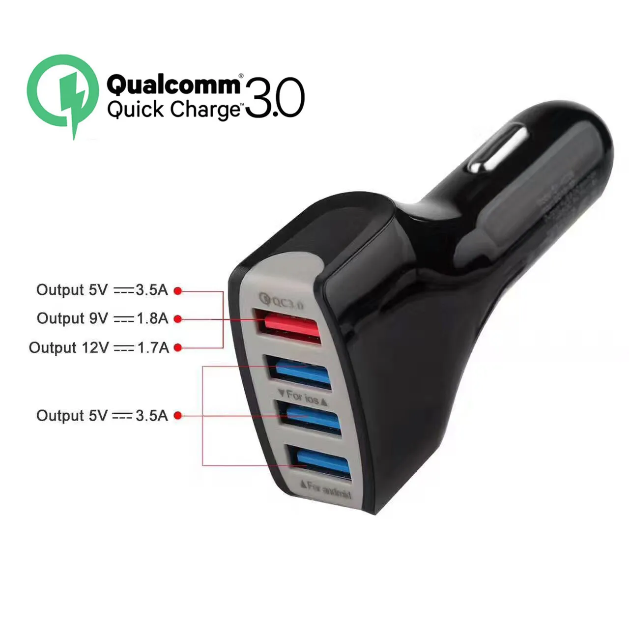 Quick 3.0 شاحن سيارة محول شحن سريع 4 سيارات USB شواحن الهاتف المحمول للهواتف الذكية