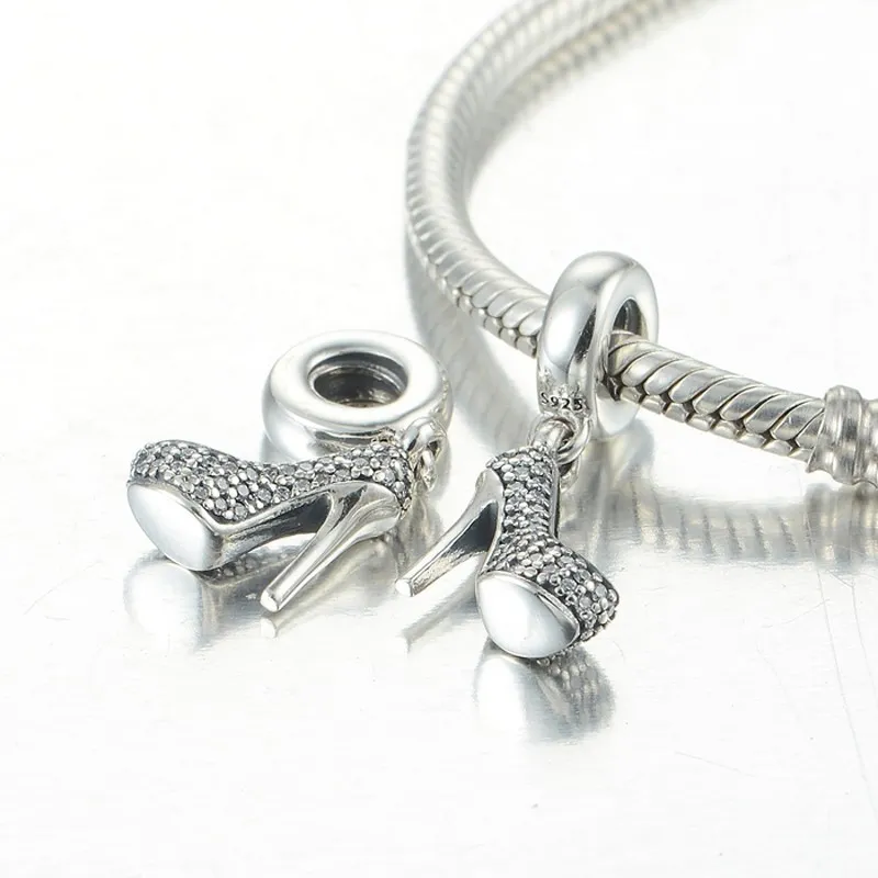 Sterling Silver Charm for Pandora Bracelet Cubic Zirconia Stiletto Dangle Bead 2024