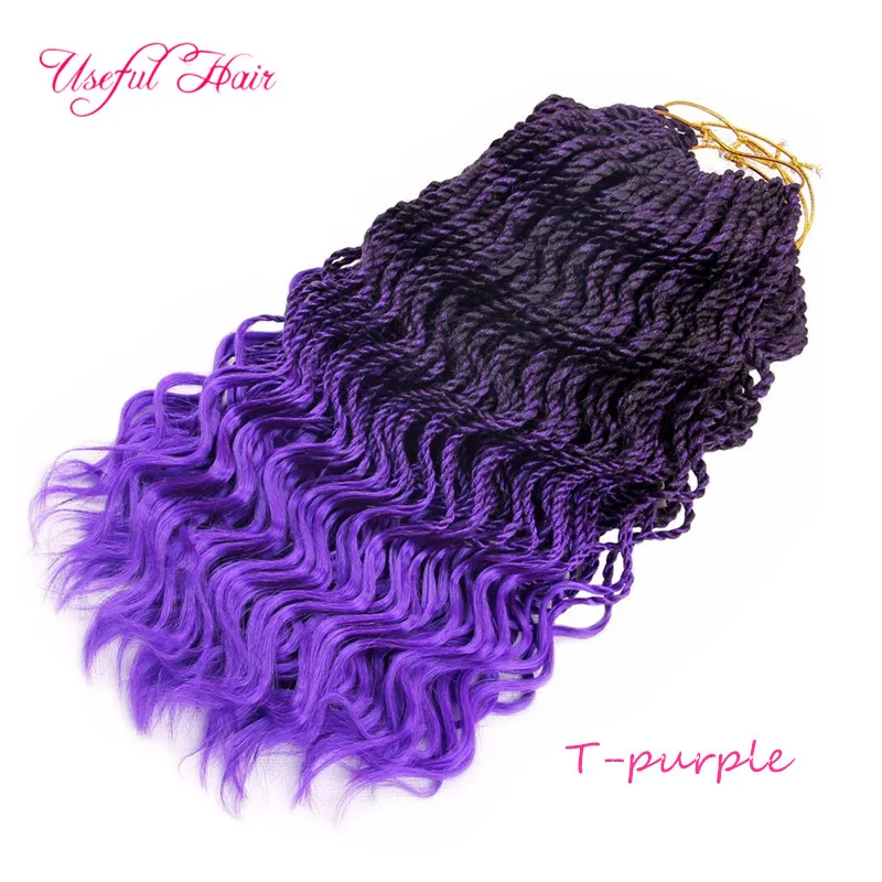 Nowy styl Purped Curl Senegalse Crochet Braids Włosy 16 -calowe pół cala pół perwersyjne przedłużenie włosów kręcone syntetyczne Braidi8545368