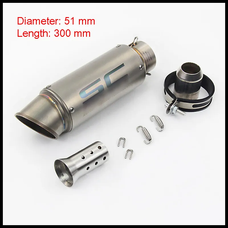 51 mm / 60.5 mm Universal Motorcycle Exhaust Muffler Pipe Silencer With Removable DB Killer