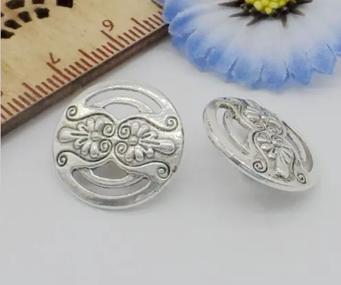 Gratis fartyg 200st Antik Silver Button Charms Pendant Fit Bracelet Smycken Making 17x7mm