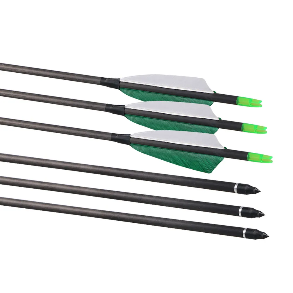 Carbon Arrows Natual Feather Fletchings For Compound Recurve Bows Hunting Practice Archery