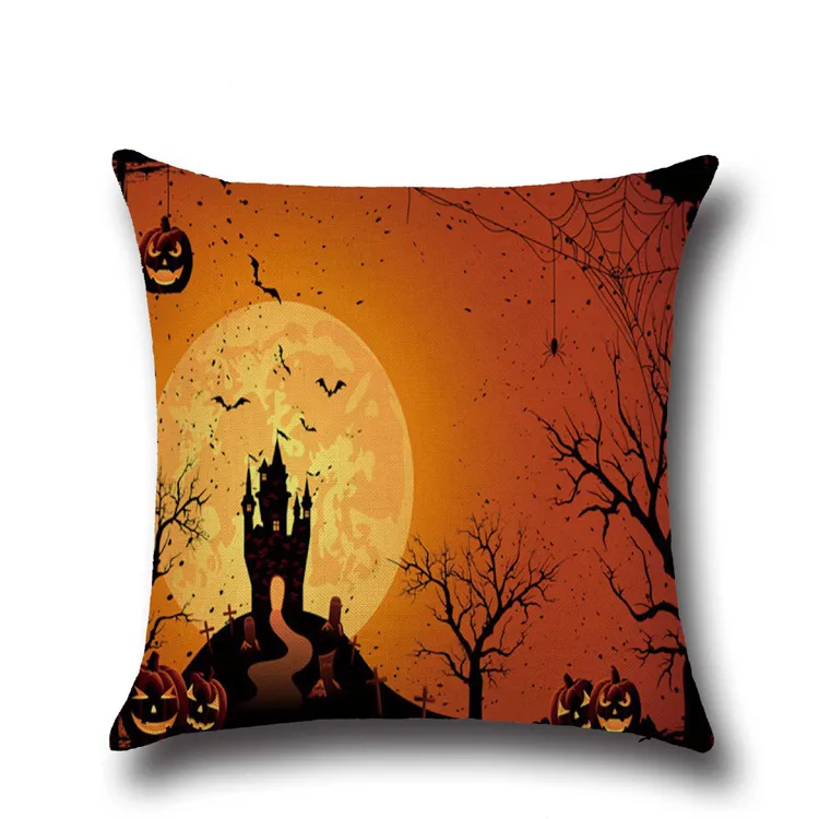 Housse de coussin de sorcière citrouille d'halloween, taie d'oreiller de Style dessin animé d'halloween, étuis de coussin décoratifs pour la maison, cadeau de Festival YLCM