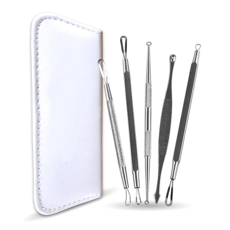 5 pçs / set Removedor De Cravo De Aço Inoxidável Whitehead Comedone Acne Pimple Blemish Needle Extractor Removedor de Cuidados Faciais Ferramenta por DHL