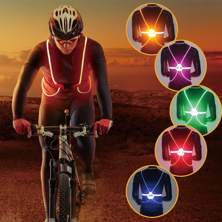 Cintura da gilet da corsa a LED ad alta visibilità con cintura riflettente per corsa e ciclismo di sicurezza 4 colori 10 pezzi MK61