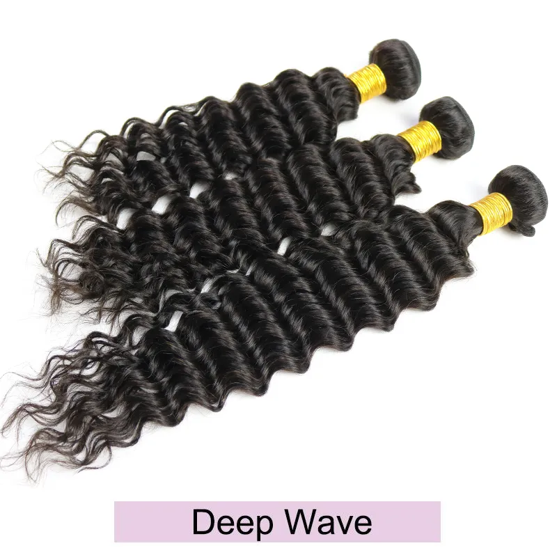 Grade 8a Malásia Hetero corpo onda humana Weaves Cabelo 3/4 Pacotes Kinky brasileira Curly profunda Water Wave baratos Remy Extensões de cabelo humano