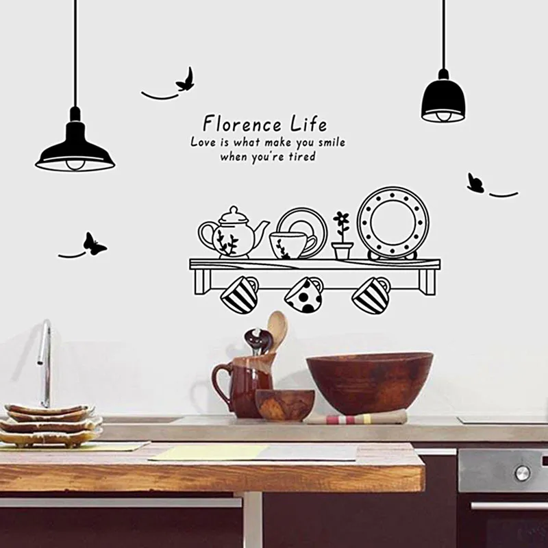 Ustensiles de cuisine papillon lettre amovible Stickers muraux Art Stickers Mural papier peint bricolage pour chambre décalcomanie décoration de la maison