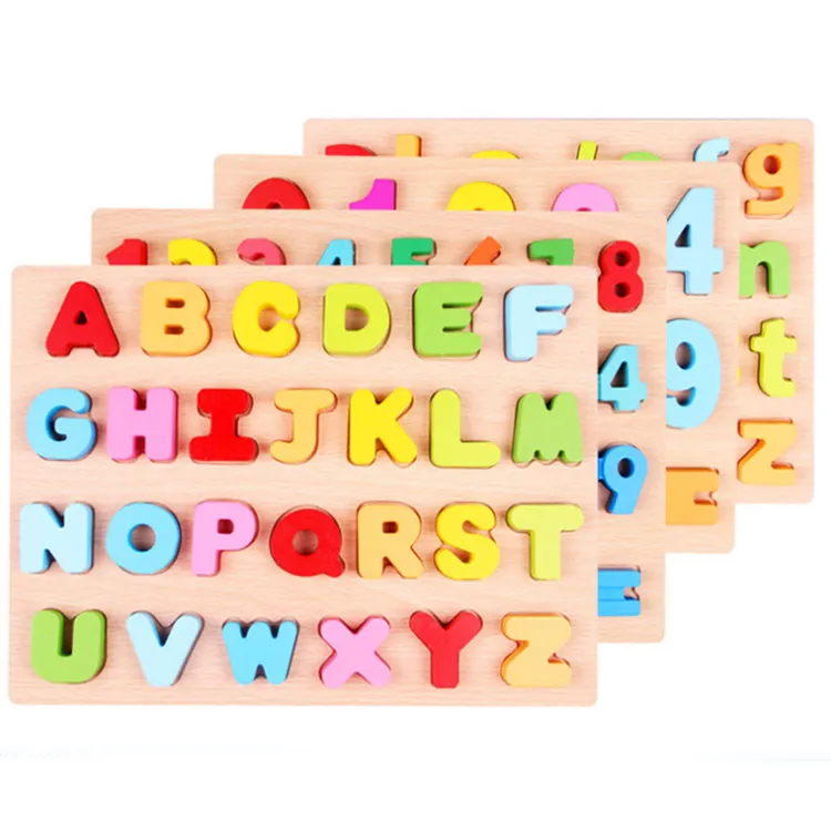 新しい木製初期の教育赤ちゃん就学前の幼児の文字123ナンバーカード認知玩具動物パズル