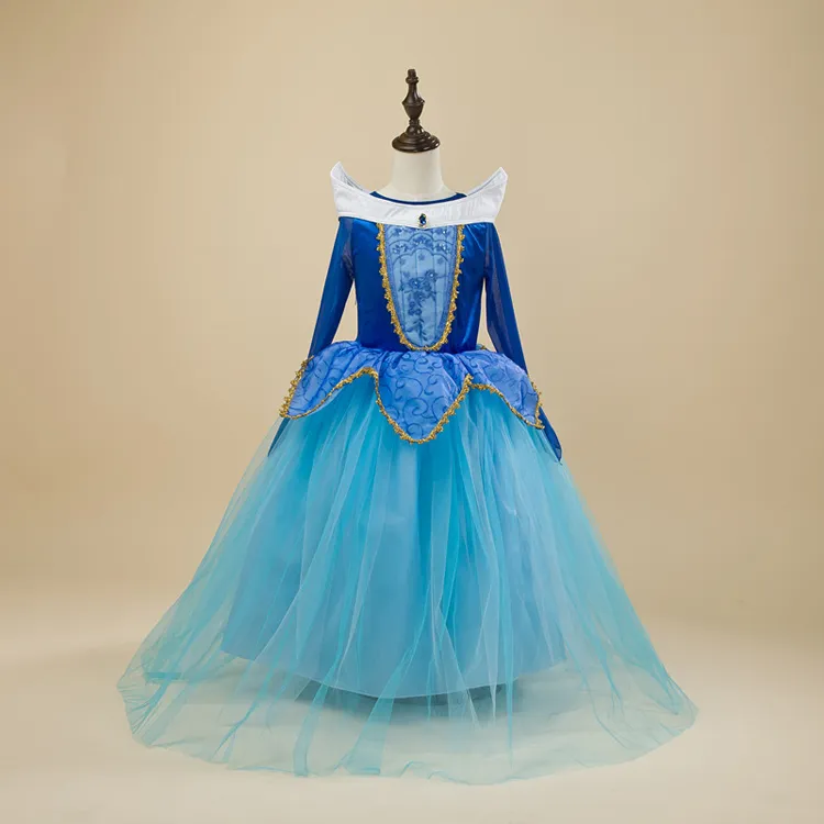 PrettyBaby 2016 Hurtownie Baby Girls Frozen Sukienka Sleepe Beauty Princess Dress Aurora Princess Dress Cosplay Suknie Boże Narodzenie Dress