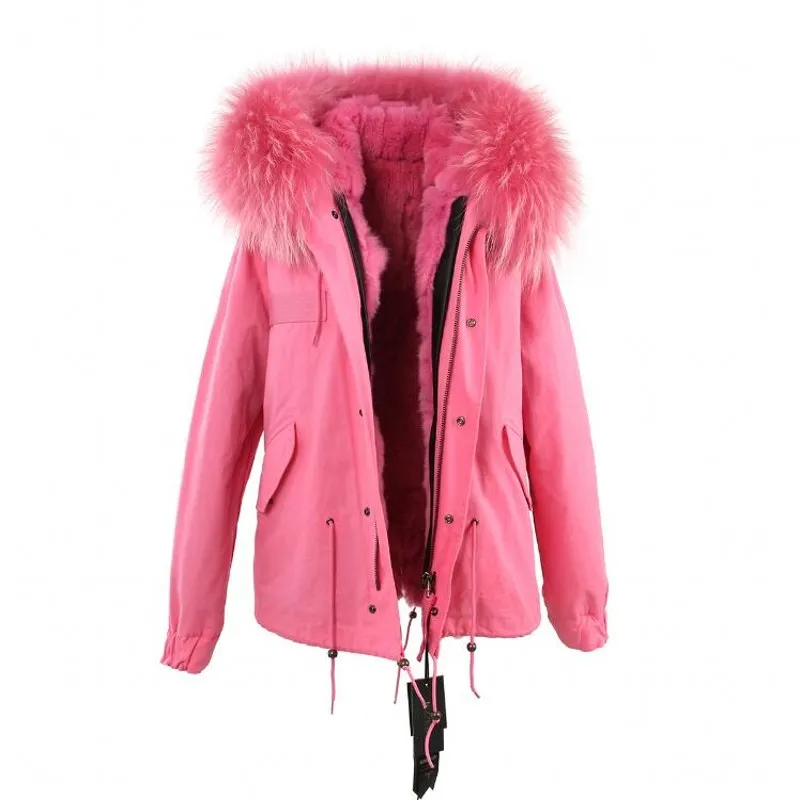 2017 new fashion women luxurious big raccoon High quality true collar coat with fox fur hood warm winter jacket liner parkas long top