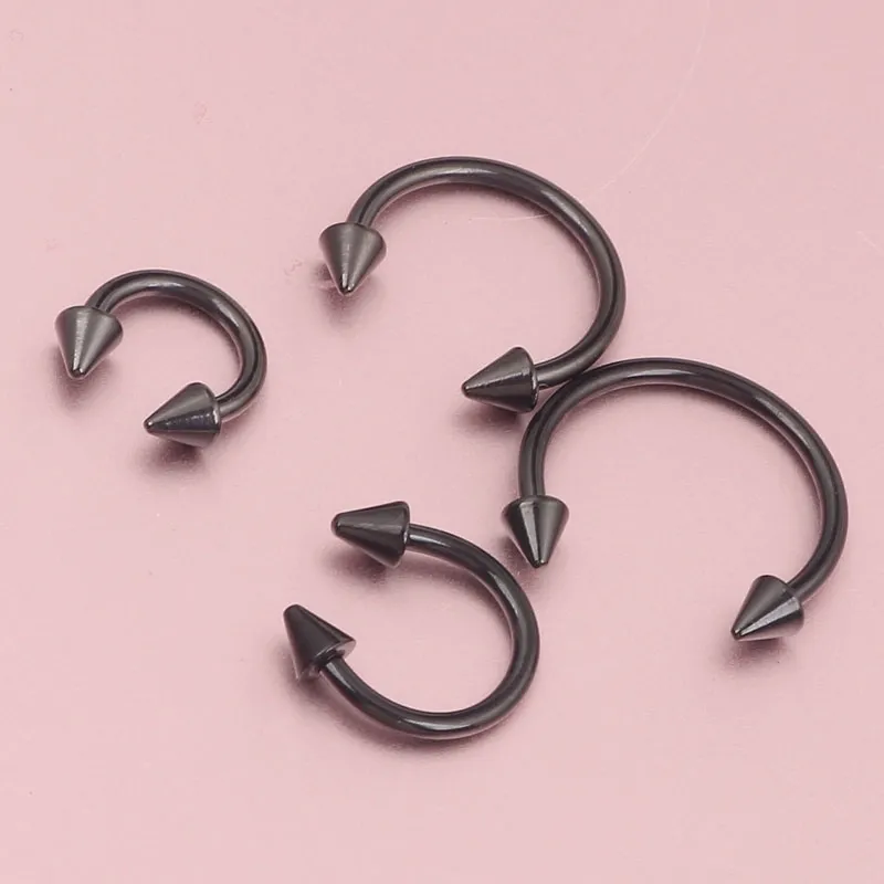 Anodowany czarny podkowy bar wargi nos Pierścień do uszu Różne rozmiary Dostępne przebijanie nosa biżuteria 8989886