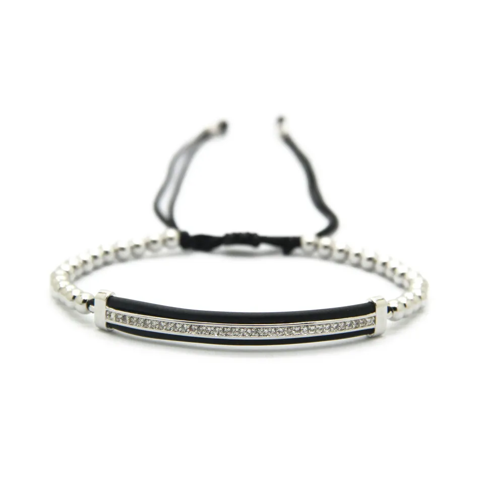 New Design Watch Protector CZ Macrame Bracelets With High Quality Black & White Zircon Long Tube Jewelry