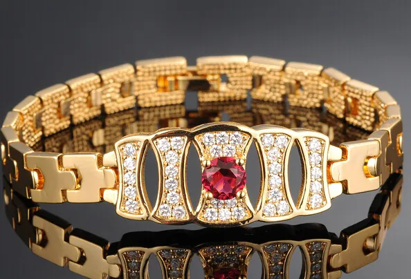 18k Gold Woman Crystals Bracelet Elegance Fashion Bride Lady Jewelry New Style Hot N428