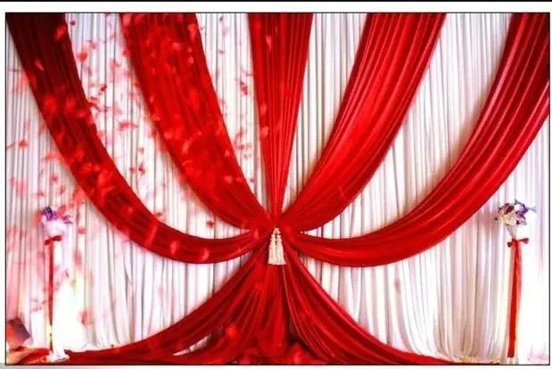 3m High x6m Wide Wedding Backdrop with Swags Event and Party Fabric Beautiful Wedding Backdrop Curtains including middle Red301E