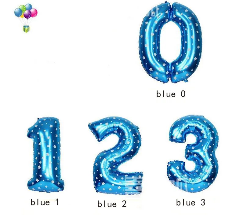 number 0-9 40inch=100cm size L blue pink foil mylar helium Balloons for Birthday Wedding Party Decoration Decor Craft Wholesale