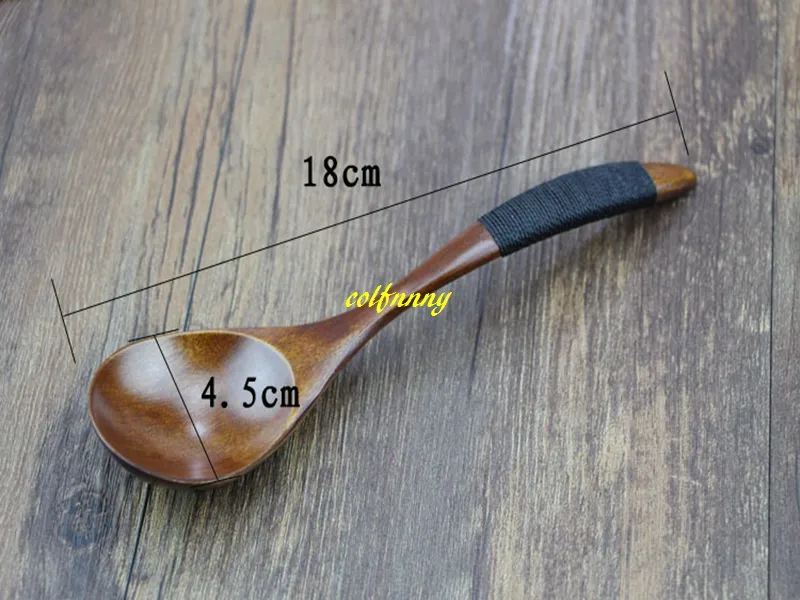 18x4.5cm Big Crank Wooden Spoons Tableware Natural Nanmu Wood Tea Coffee Dessert Spoon Japanese Style Catering Spoon