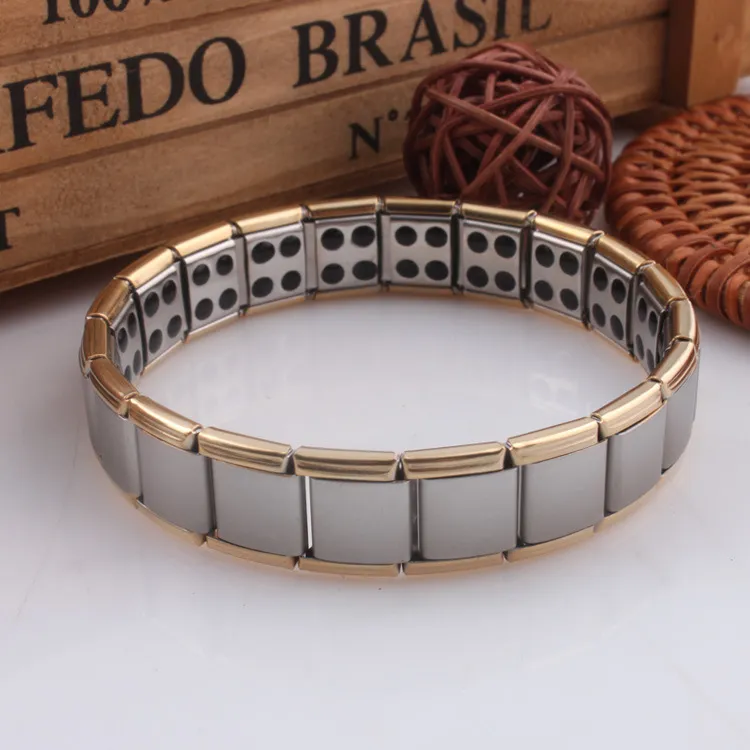 Fastion Lover Couple's Men Women Quantum Bio Energy Health Link Chain stainless steel Stretch Bracelet Jewelry with Germanium Magnetic Stone