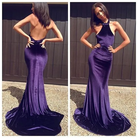 Halter Prom Dresses Mermaid Jurken Sexy Avondjurk Lange Formele Toga Backless Pageant Jurken Newst Style