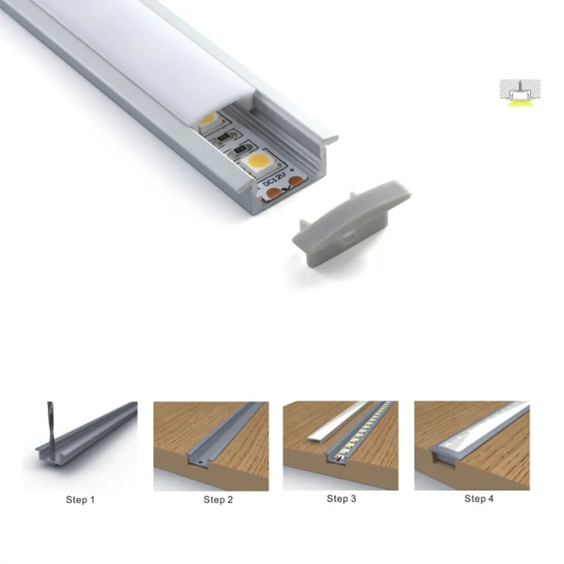 100 x 2m jogos / lote flange linear perfil de alumínio habitação levou super fino canais perfil de alumínio recesso LED para as luzes do tecto