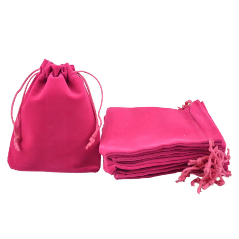 Velveteen Velvet Pouches Jewelry Gift String Drawstring Christmas Wedding Bags With Draw 10x12cm 3.9''x4.7''