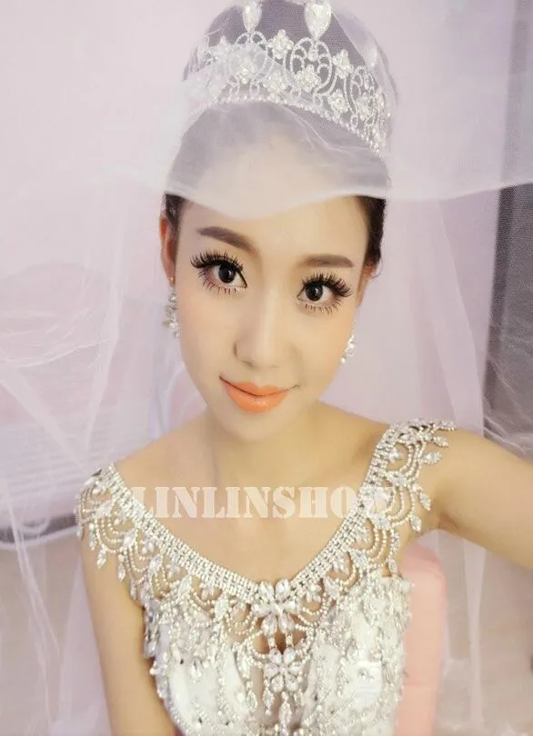 1 Adet Gelin Düğün Kristal Rhinestone Saç Aksesuarları Bandı Taç Tiara Balo Pageant Firkete Saç Tarak Saç Bantları