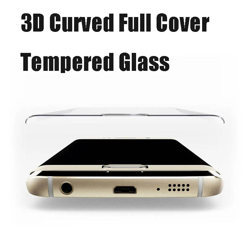 Protector de pantalla del teléfono de la curva 3D de la cubierta completa delantera para Samsung Galaxy S10 S9 S8 PLUS Note7 S7 Edge S6 de 0,3 mm de vidrio templado