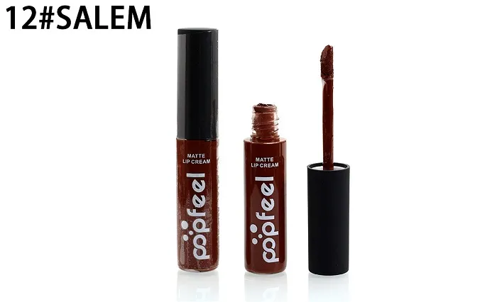 100 stks PopFeel Lipstick Langdurige Waterdichte Waterdichte Doe niet Fade Lipstick Cosmetische Makeup Matte 12 kleuren Lipstick