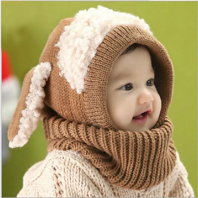 Winter Baby Hat and Scarf Joint With Crochet yarn Knitt Caps for Infant Boys Girls Children Newborn Fashion Kids Neck Warmer yarn beanie