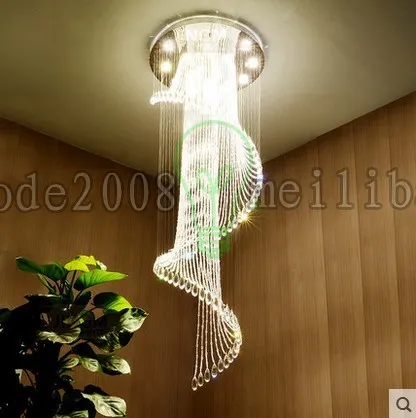 PL03XY DIA 50-100CM Moderne minimalistische wenteltrap Crystal kroonluchter lamp Longduplex villa huis grote woonkamer hanglampen