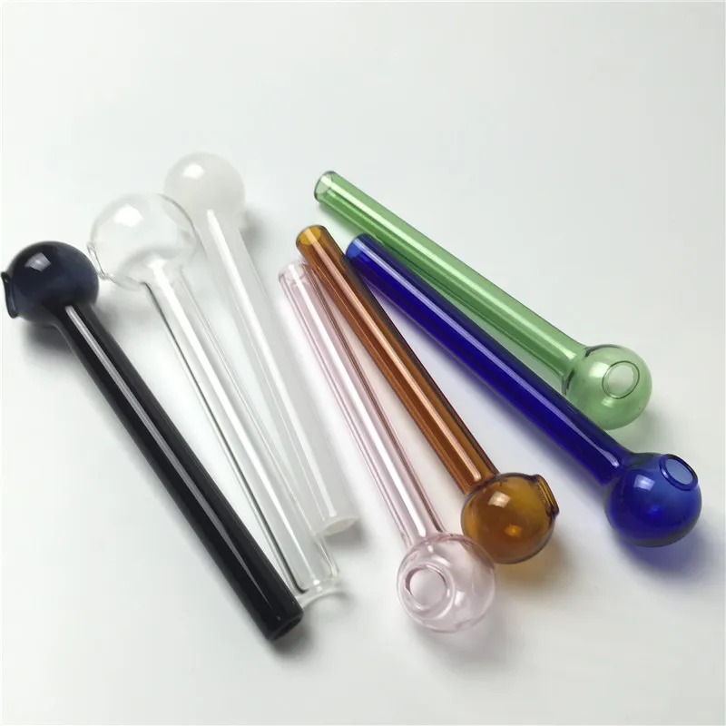 7 Farben Pyrex-Ölbrennerrohr zum Rauchen billige Handrohre dickes Glas Ölbrennerrohre 10 cm Mini-Glasrohr kostenloser Versand